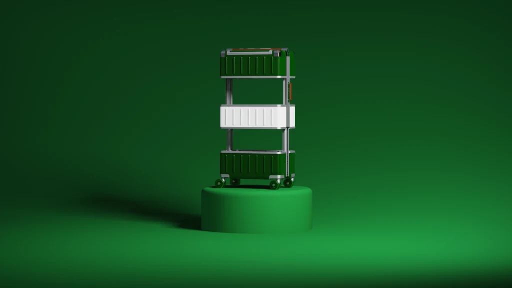 Drobe Cabin in Green, open